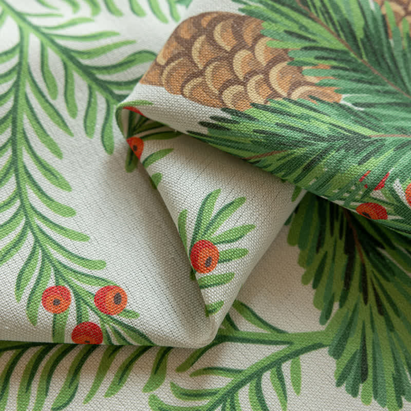 Pinecone Leaf Print Tassel Curtain