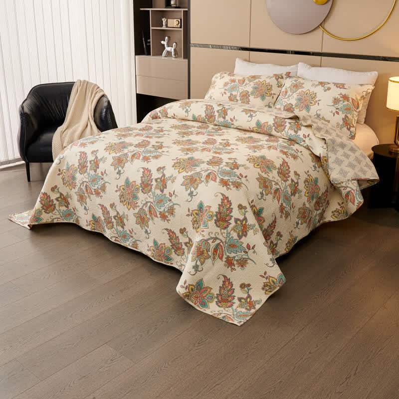 Ownkoti Natural Cotton Quilted Paisley Bedspread Set(3PCS) - image 2