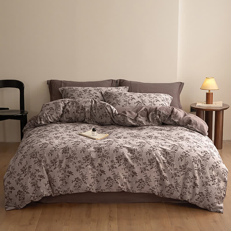 Elegant Floral Branch Cotton Gauze Bedding Set