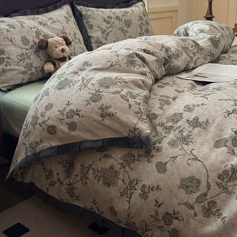 Ownkoti Vintage Floral Ruffled Cotton Bedding Set - image 4
