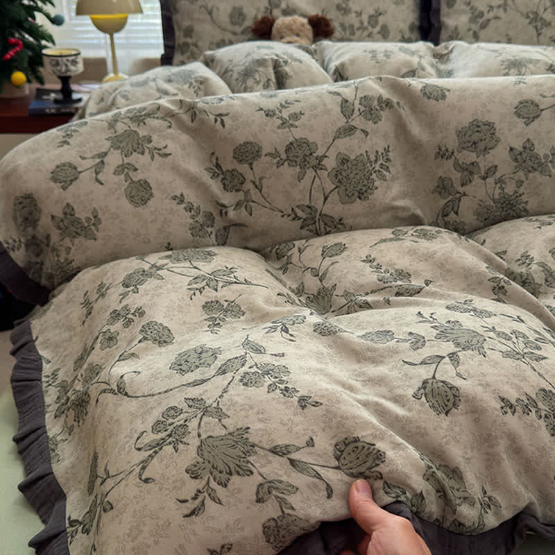 Ownkoti Vintage Floral Ruffled Cotton Bedding Set - image 6
