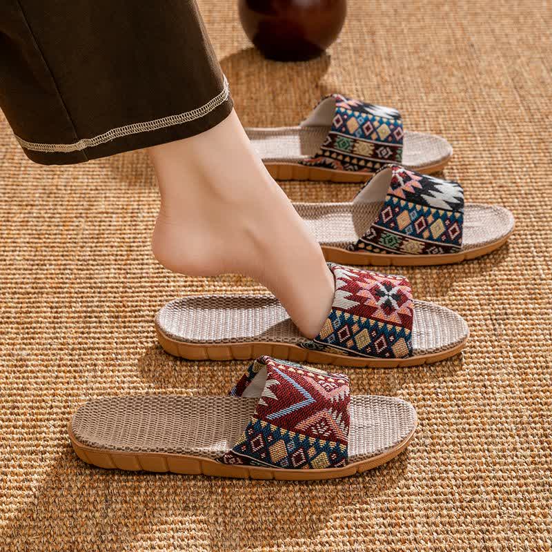 Ethnic Style Rattan House Slippers