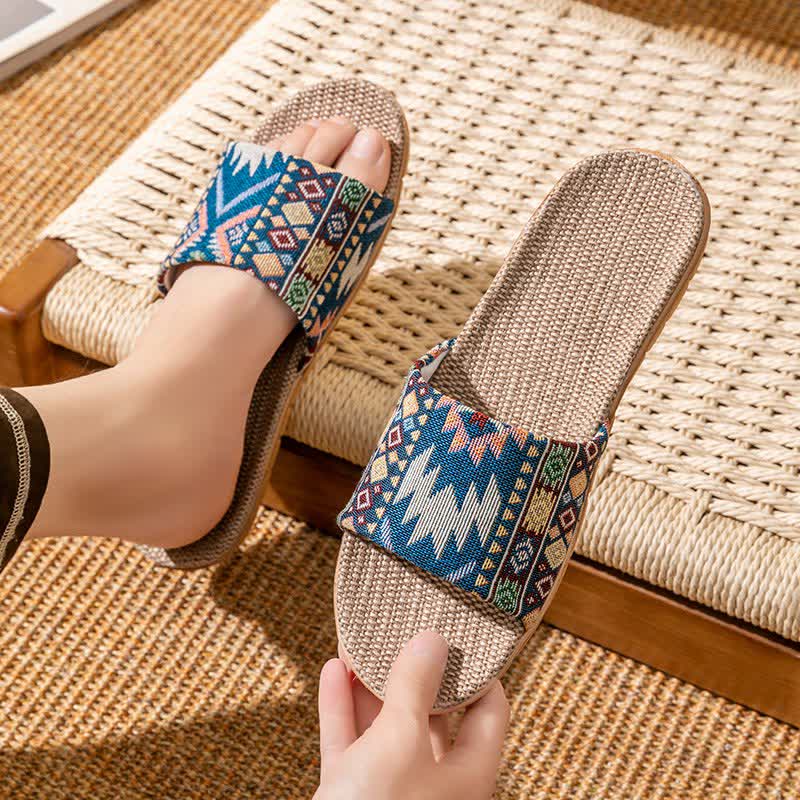 Ethnic Style Rattan House Slippers