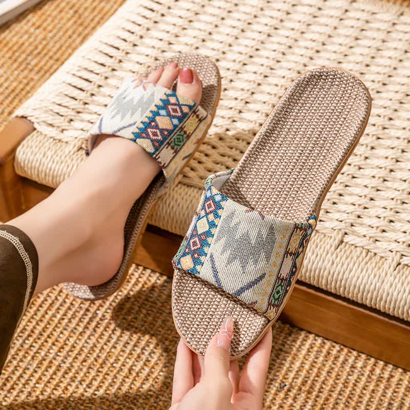 Ethnic Style Rattan House Slippers