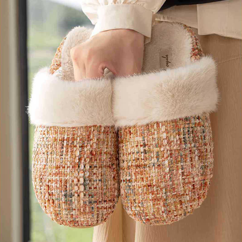 Closed-Toe Plush Warm Slippers