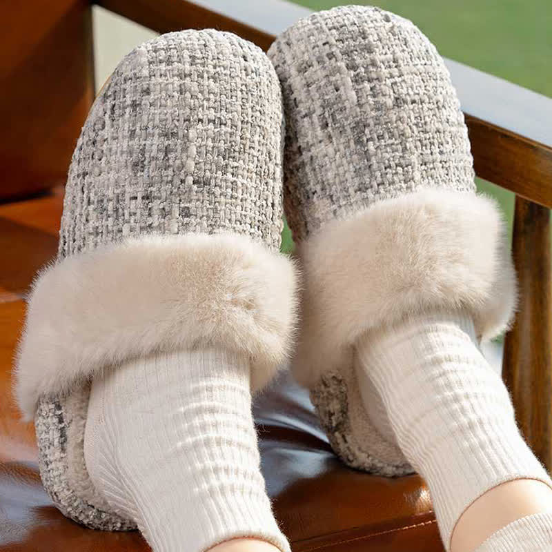 Closed-Toe Plush Warm Slippers