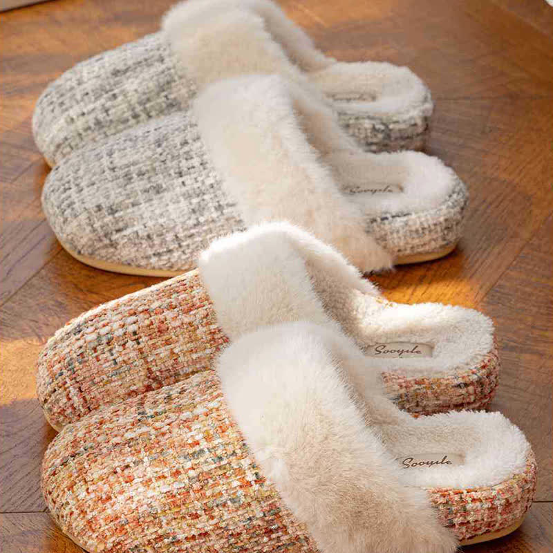 Closed-Toe Plush Warm Slippers