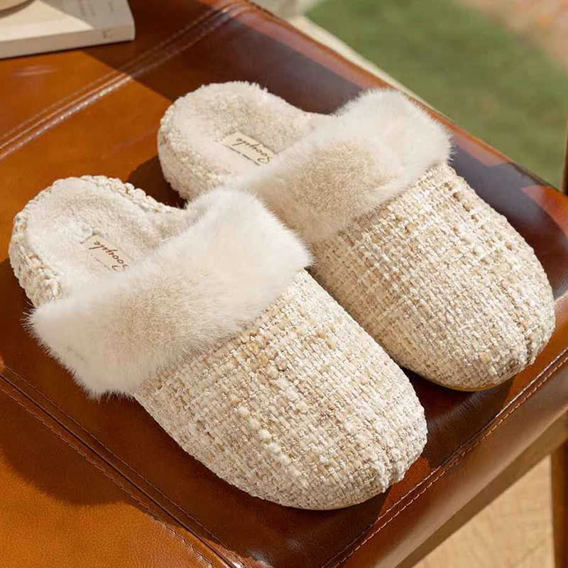 Closed-Toe Plush Warm Slippers
