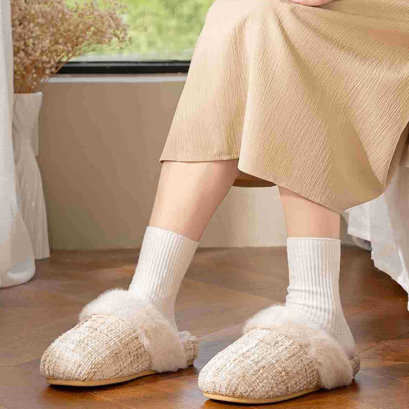 Closed-Toe Plush Warm Slippers