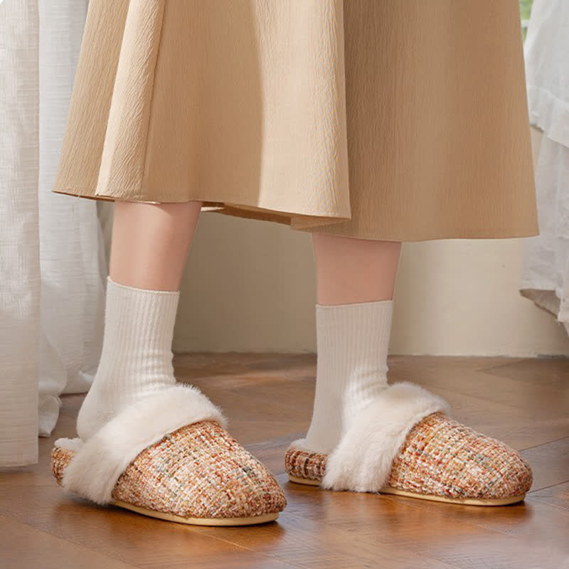 Closed-Toe Plush Warm Slippers