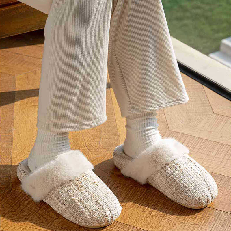 Closed-Toe Plush Warm Slippers