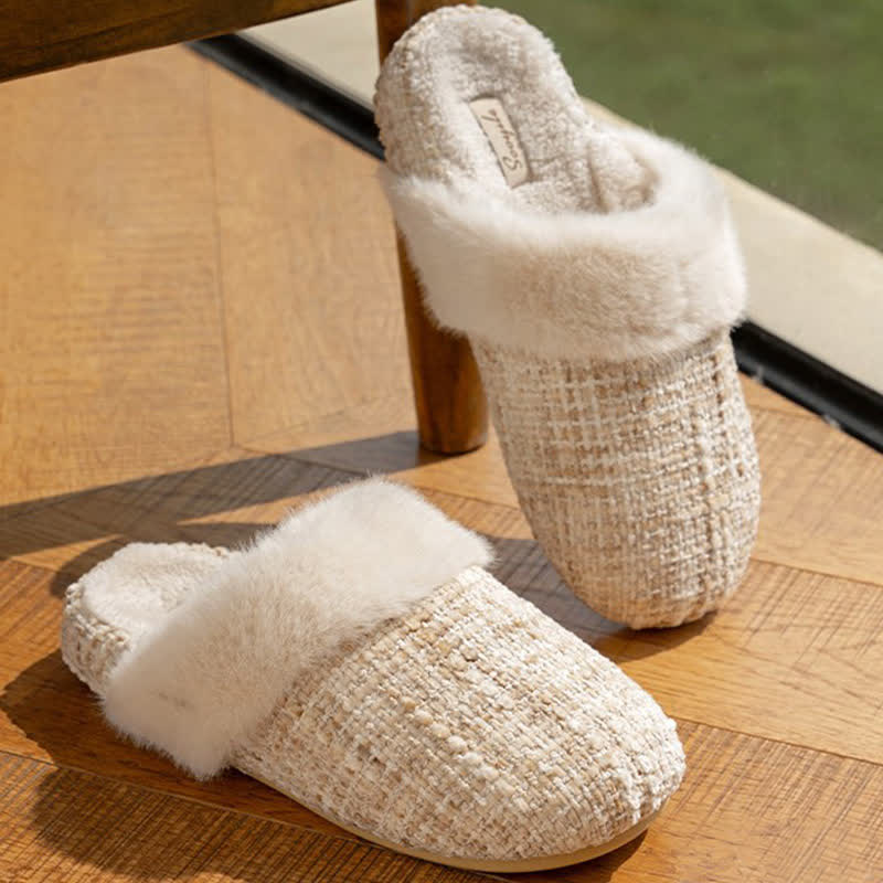 Closed-Toe Plush Warm Slippers