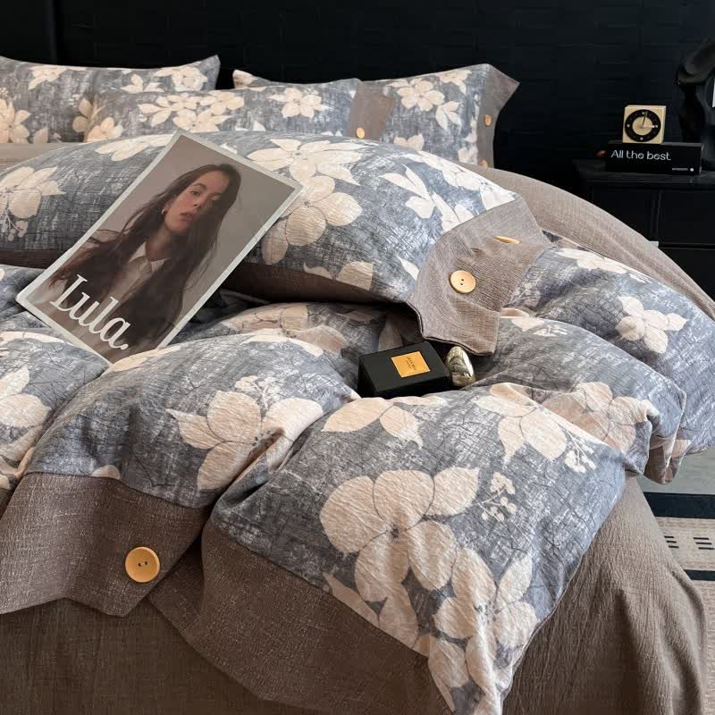 Ownkoti Lily Linen Button Bedding Set (4PCS)  - image 1