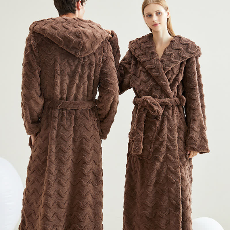 Unisex Wavy Textured Hooded Bathrobe