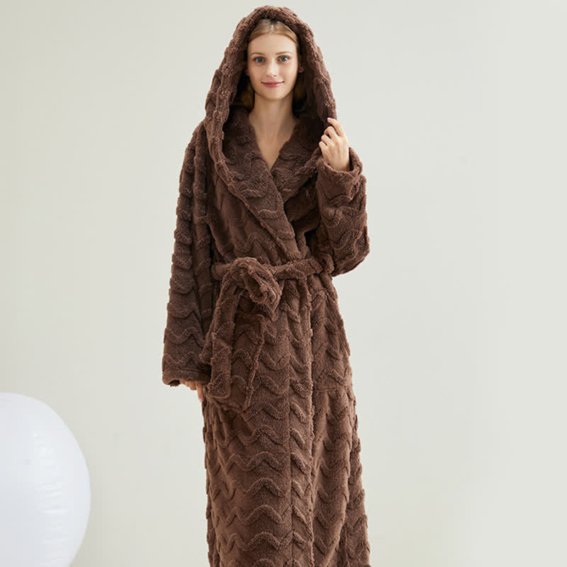Unisex Wavy Textured Hooded Bathrobe