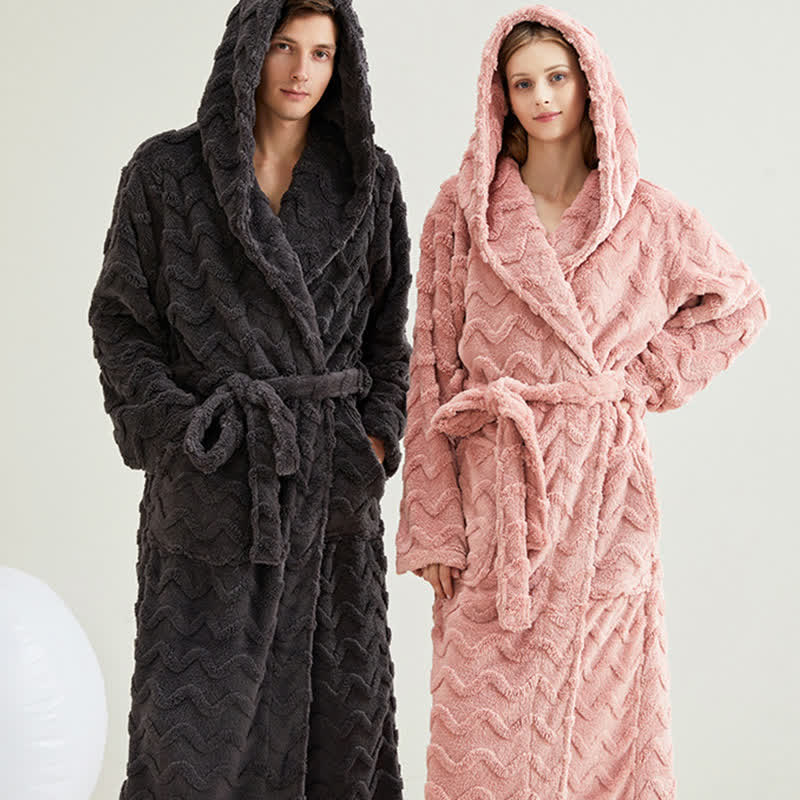 Unisex Wavy Textured Hooded Bathrobe