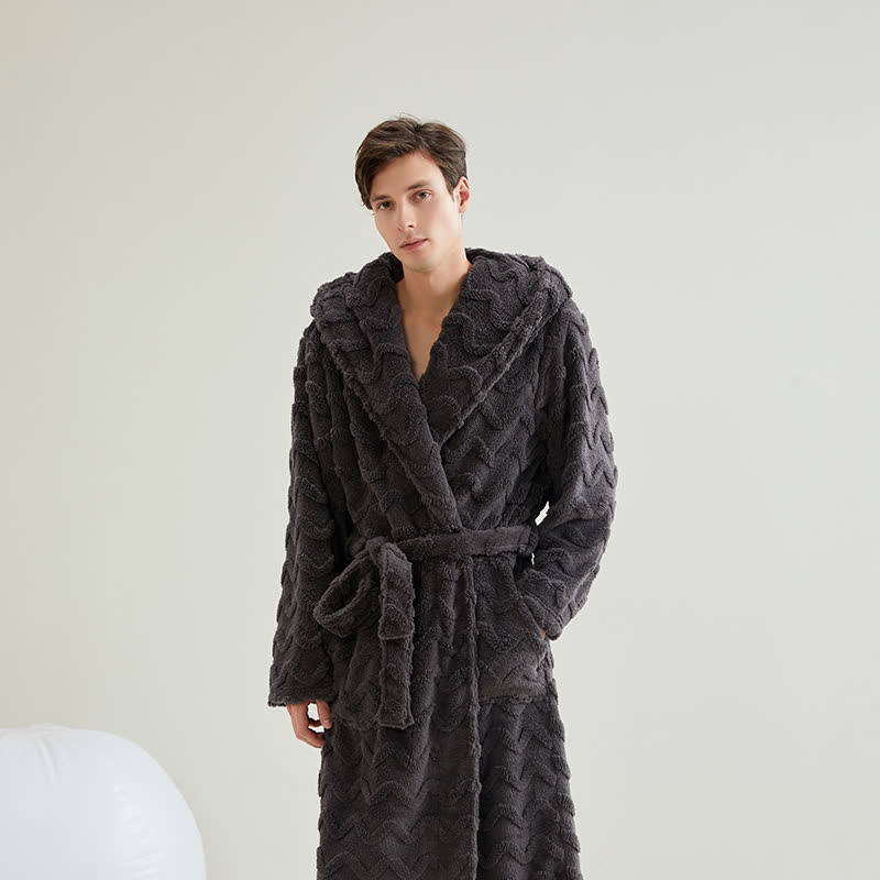 Unisex Wavy Textured Hooded Bathrobe