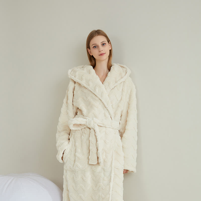 Unisex Wavy Textured Hooded Bathrobe