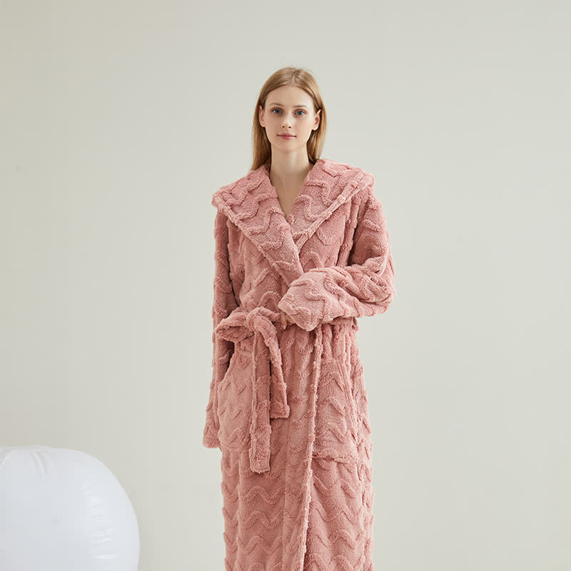 Unisex Wavy Textured Hooded Bathrobe