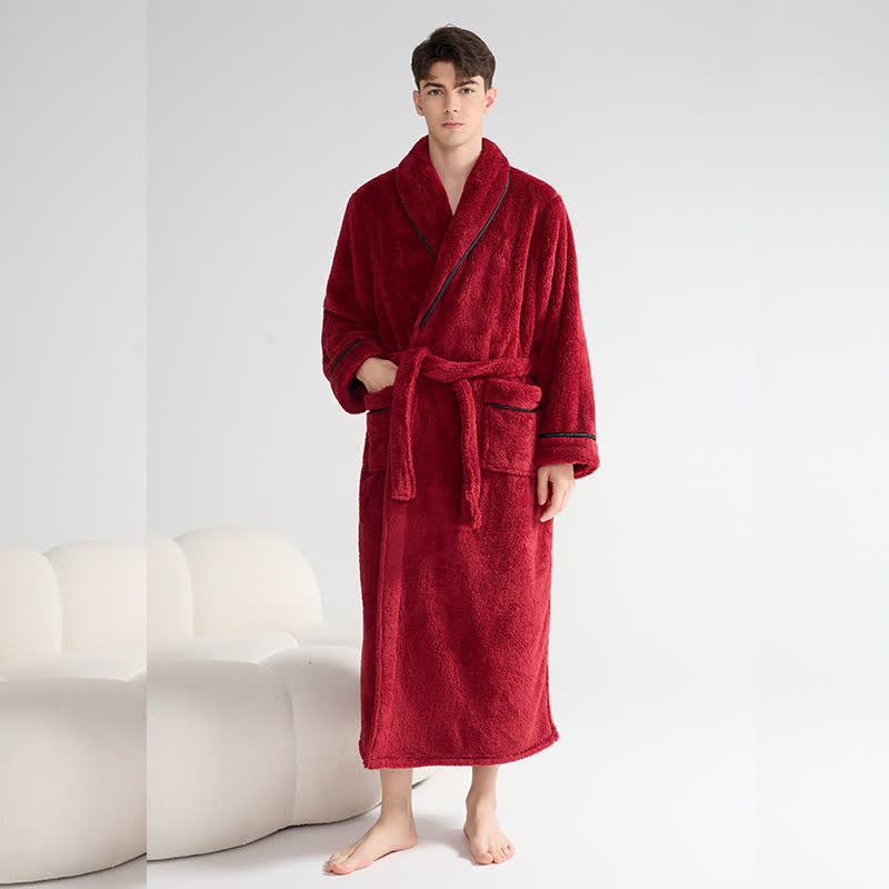 Unisex Plush Solid Warm Long Robe