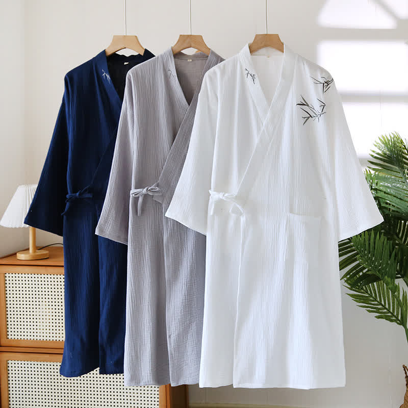 Unisex Bamboo Cotton Gauze Bathrobe