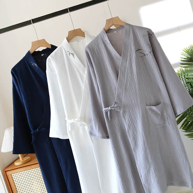 Unisex Bamboo Cotton Gauze Bathrobe