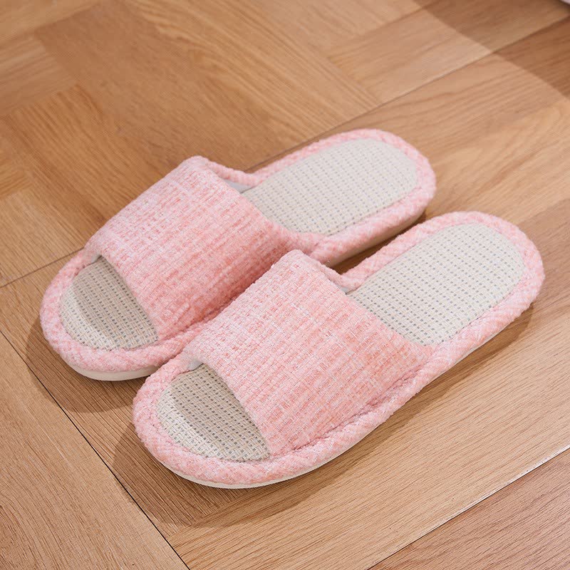 Solid Color Linen House Slippers