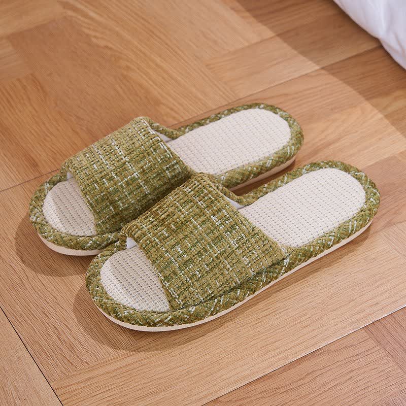 Solid Color Linen House Slippers