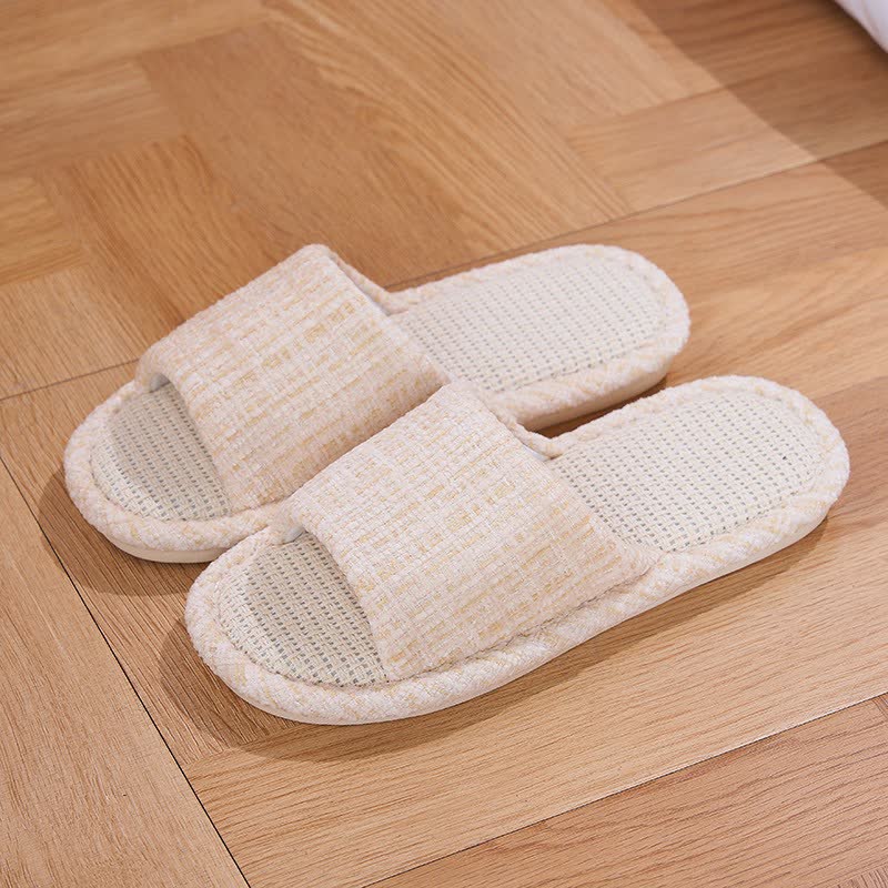 Solid Color Linen House Slippers