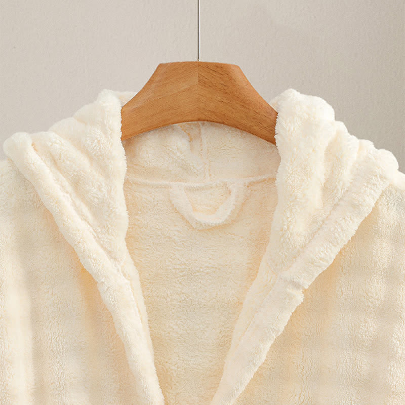 Simple Flannel Robe with Hood and Pockets