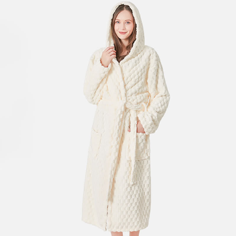 Soild Color Unisex Absorbent Hooded Robe