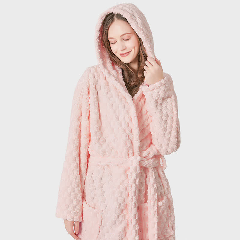 Soild Color Unisex Absorbent Hooded Robe