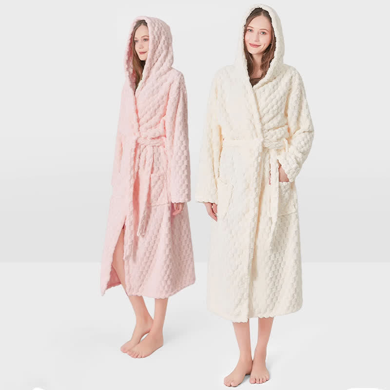 Soild Color Unisex Absorbent Hooded Robe