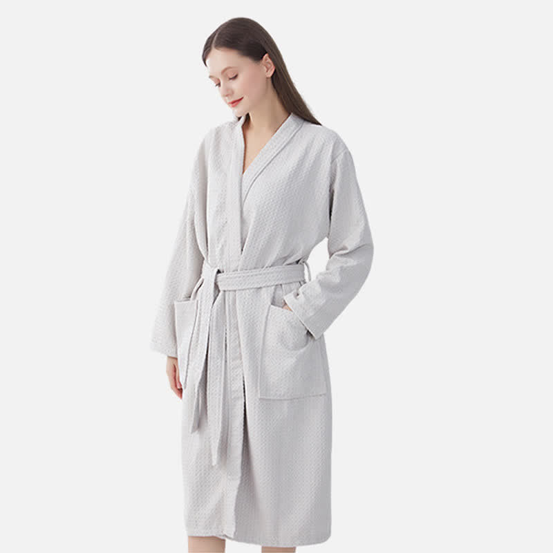 Quick-drying Waffle Weave Cotton Spa Bathrobe