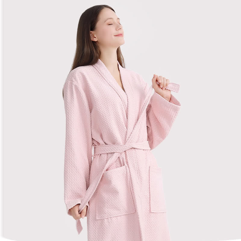 Quick-drying Waffle Weave Cotton Spa Bathrobe