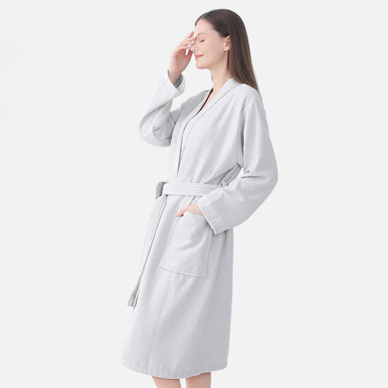 Quick-drying Waffle Weave Cotton Spa Bathrobe