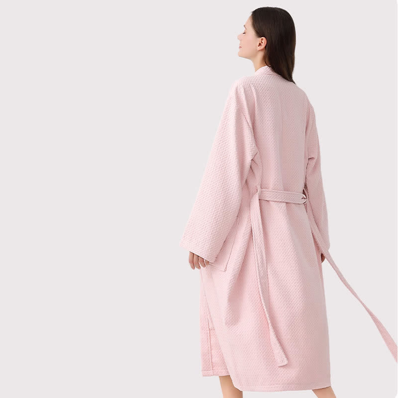 Quick-drying Waffle Weave Cotton Spa Bathrobe
