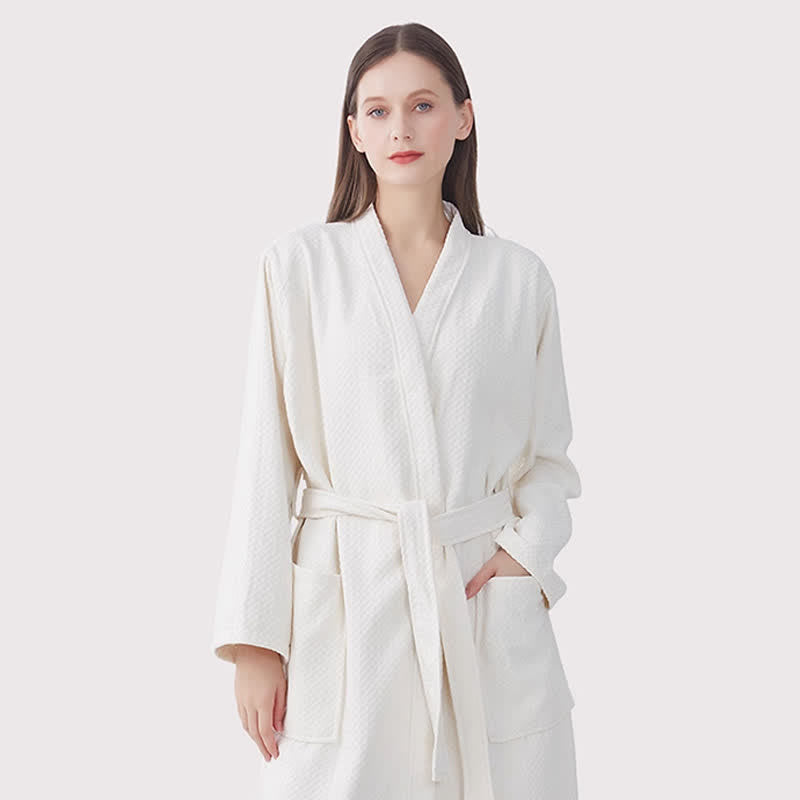 Quick-drying Waffle Weave Cotton Spa Bathrobe