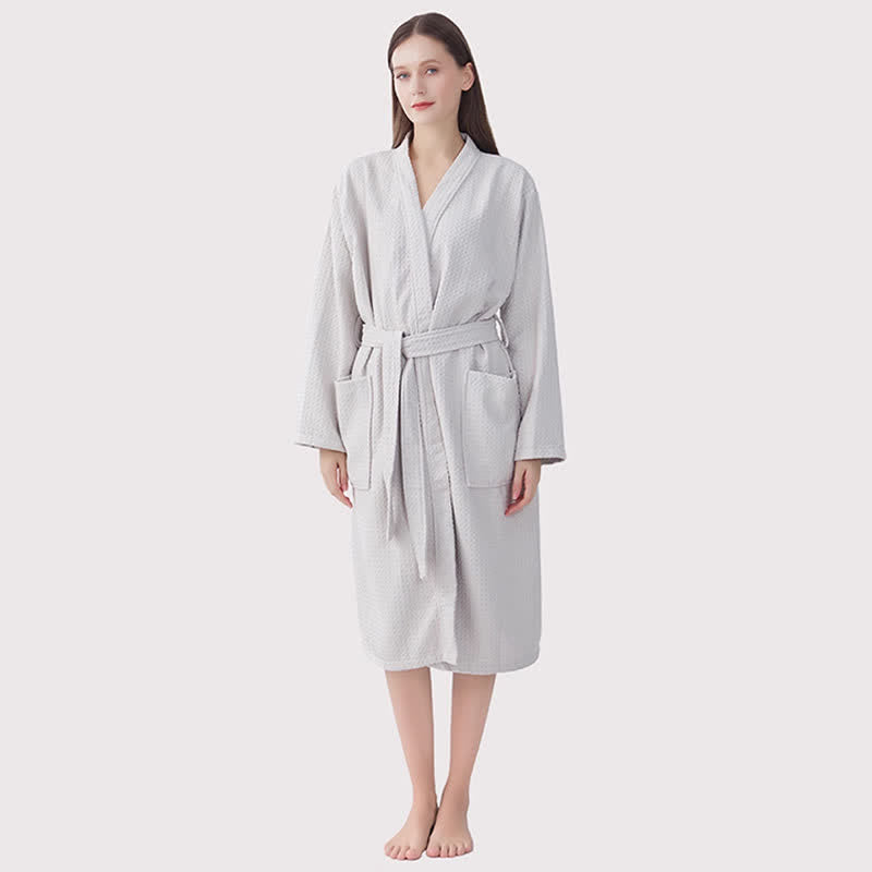 Quick-drying Waffle Weave Cotton Spa Bathrobe