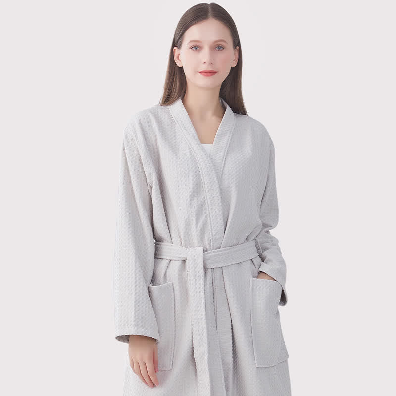 Quick-drying Waffle Weave Cotton Spa Bathrobe