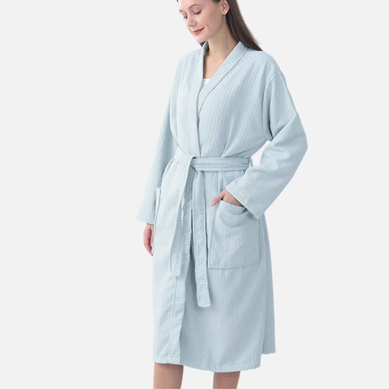 Quick-drying Waffle Weave Cotton Spa Bathrobe