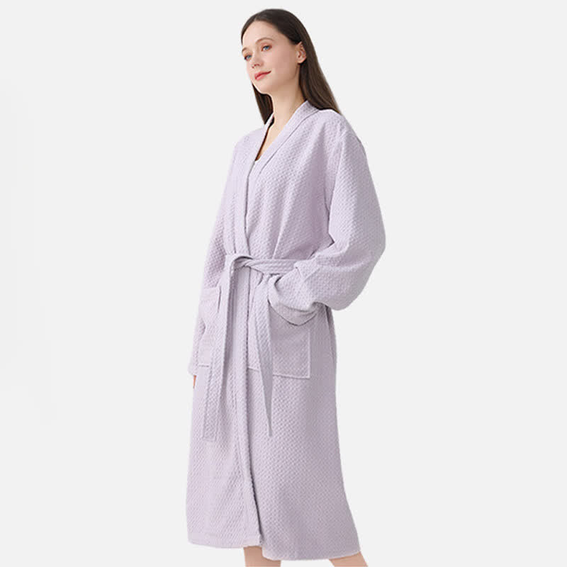 Quick-drying Waffle Weave Cotton Spa Bathrobe