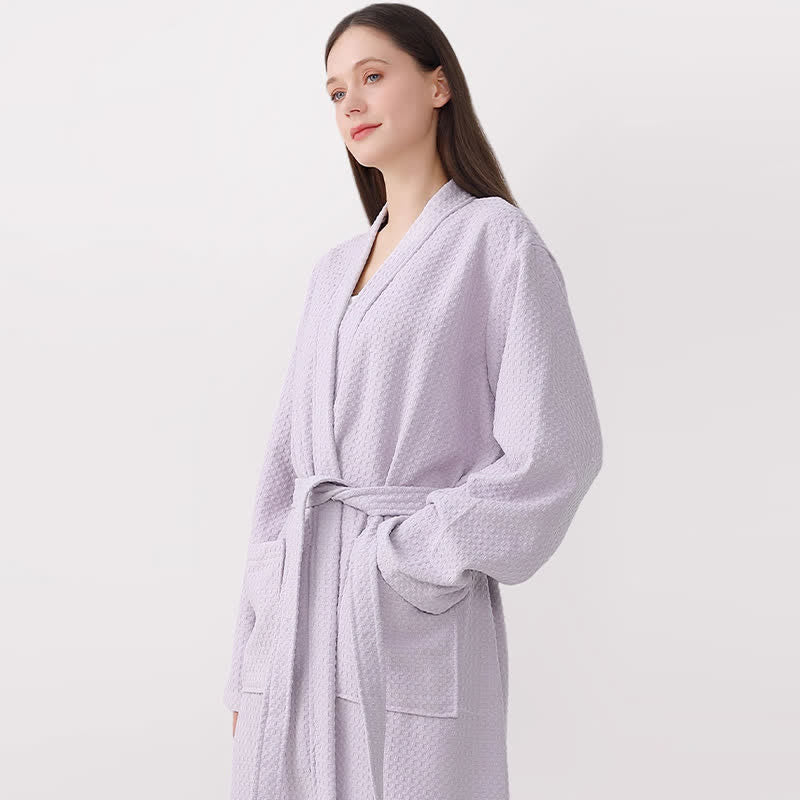 Quick-drying Waffle Weave Cotton Spa Bathrobe