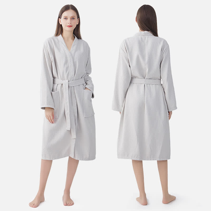 Quick-drying Waffle Weave Cotton Spa Bathrobe
