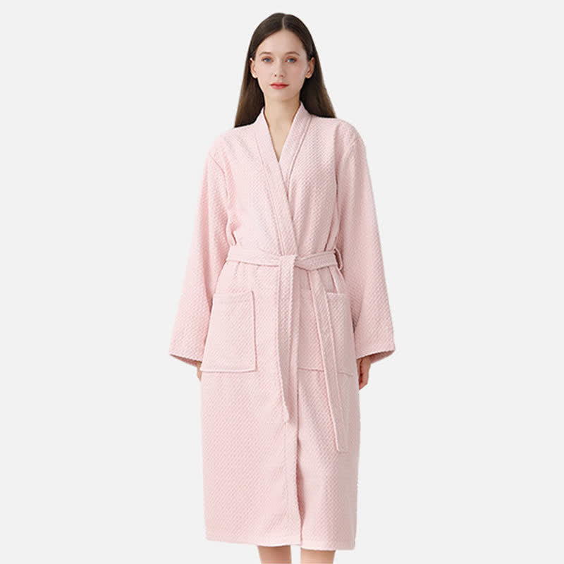 Quick-drying Waffle Weave Cotton Spa Bathrobe