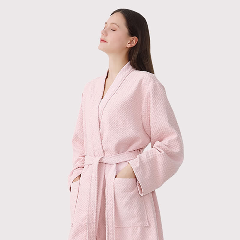 Quick-drying Waffle Weave Cotton Spa Bathrobe