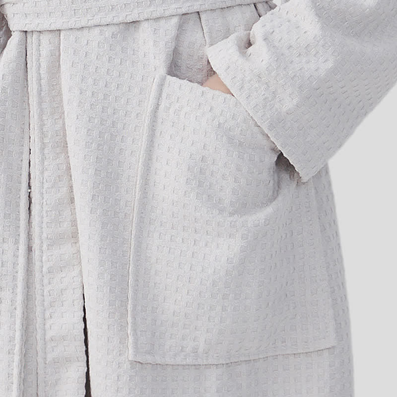 Quick-drying Waffle Weave Cotton Spa Bathrobe