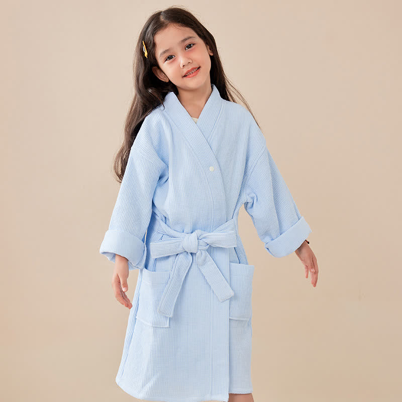 Dolid Waffle Weave Cotton Child Bathrobe