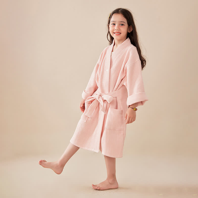 Dolid Waffle Weave Cotton Child Bathrobe