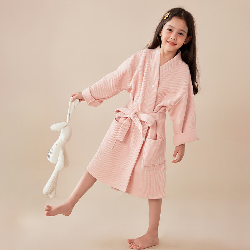 Dolid Waffle Weave Cotton Child Bathrobe